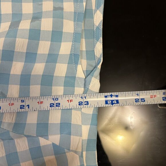 J. Peterman Women's 1950s Blouse Blue White Gingham‎ Size 18 NWOT - Picture 6 of 7
